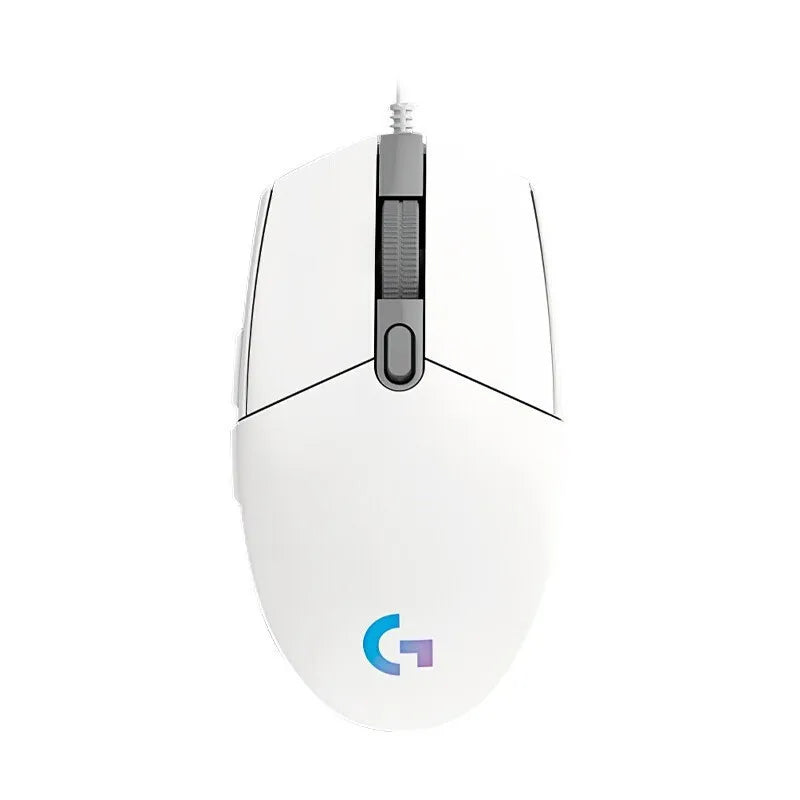 Mouse gamer Logitech G102 com fio USB, tela com efeito óptico de arco-íris de 8000 DPI para PC/Mac e laptop