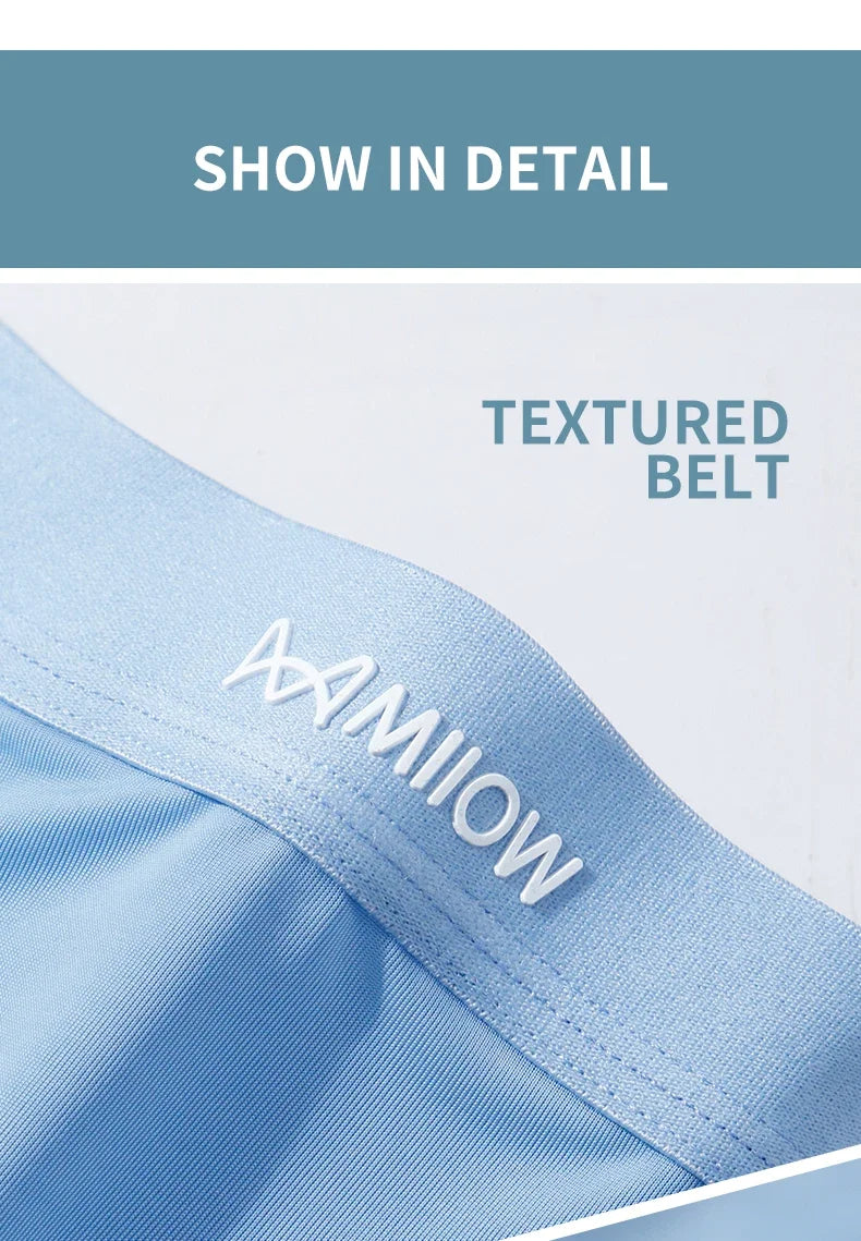 MiiOW 3 peças cuecas boxer masculinas de seda fina e gelada, grafeno, antibacteriano, roupa íntima masculina respirável e refrescante