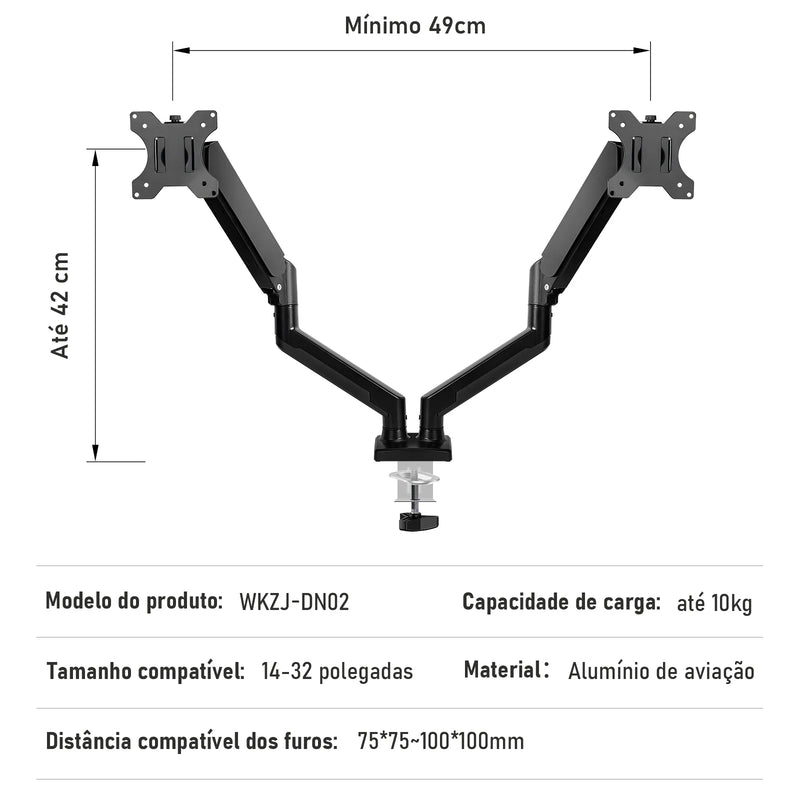Suporte de monitor de braço articulado para mesa, monitor de movimento total, braço de mola mecânico, suporte de alumínio Mon ITOR