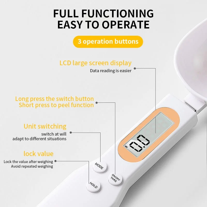 Mini balança de colher digital para cozinha balança eletrônica de alimentos LCD 0,1-500g farinha para cozinhar leite café pó peso medida colher