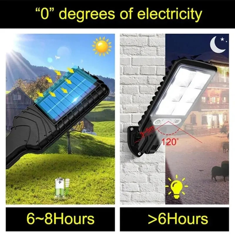 Sensor solar luzes ao ar livre LED rua jardim lâmpadas solares 3 modos sensor de movimento à prova d'água controle remoto luz de parede