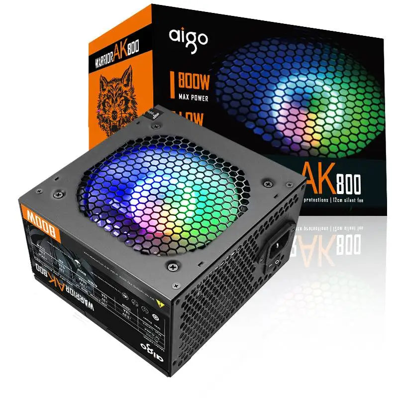 Fonte de alimentação AIG Oak PCP SU 500W 600W 700W 800W 1000W para jogos, ventilador RGB de 120 mm, fonte de alimentação para computador de mesa TX 220VA para BT C