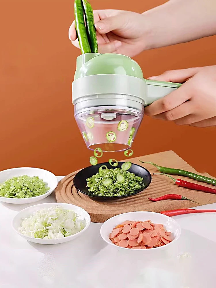 Conjunto de cortadores de vegetais elétricos 5 em 1, processador de alimentos portátil, recarregável e sem fio, máquina picadora para pimenta, alho e carne