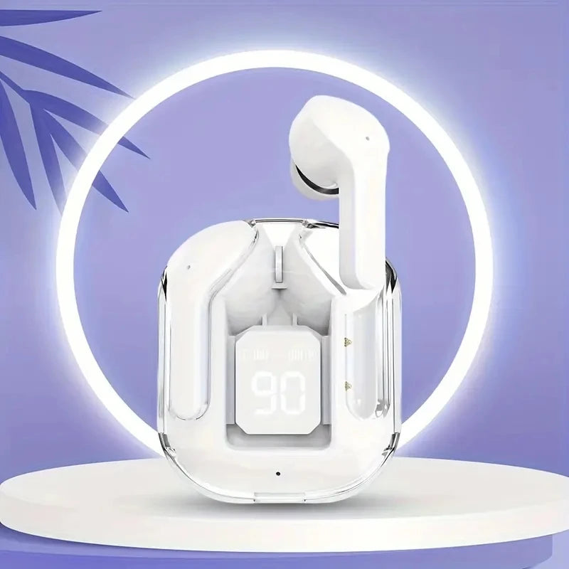 Fone de ouvido sem fio Bluetooth T2 original, transparente, HiFi, LED, com display digital, som estéreo, para Xiaomi