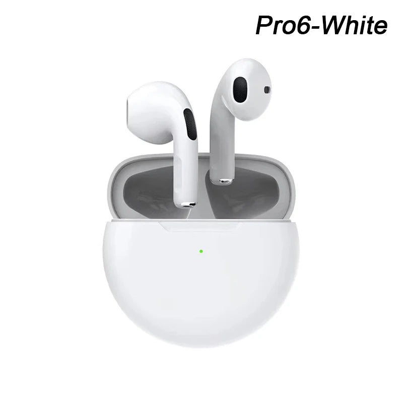 Fones de ouvido sem fio Bluetooth Pro 6 TWS originais, mini fone de ouvido estéreo esportivo para Xiaomi Android