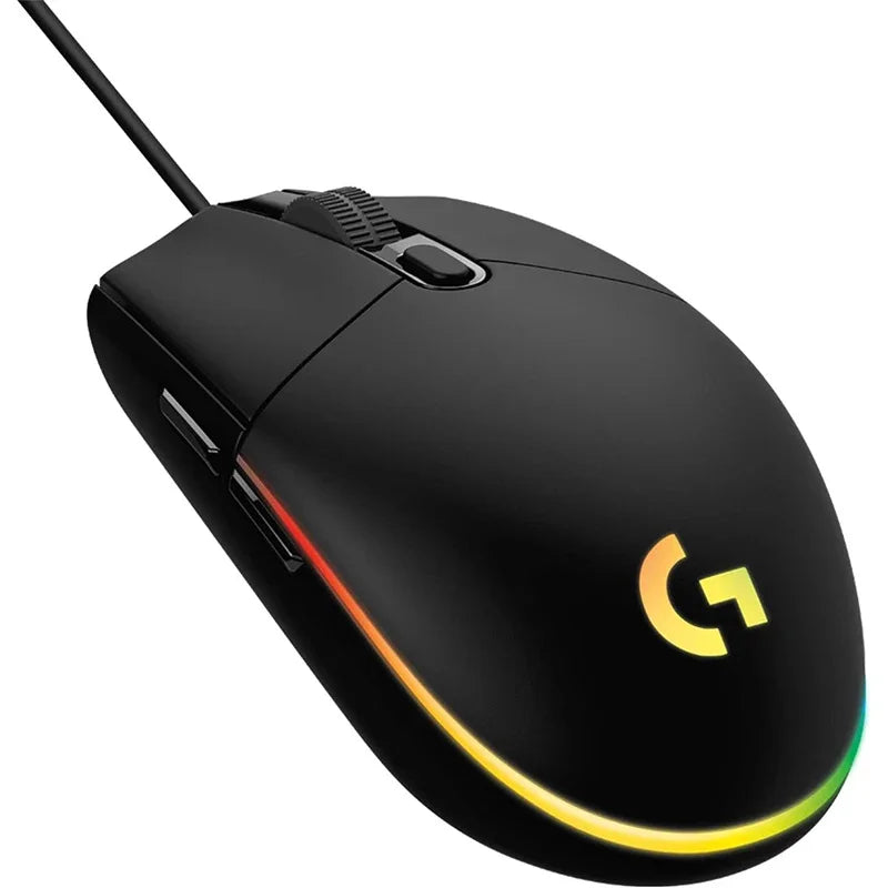 Mouse gamer Logitech G102 com fio USB, tela com efeito óptico de arco-íris de 8000 DPI para PC/Mac e laptop