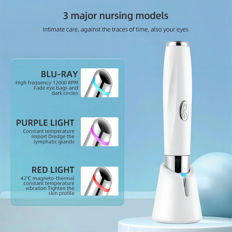 Dispositivo de beleza para os olhos 5 em 1, massageador facial, terapia com luz vermelha LED, varinha para relaxar os olhos, olheiras, bolsas, inchaço, ferramenta para cuidados com a pele