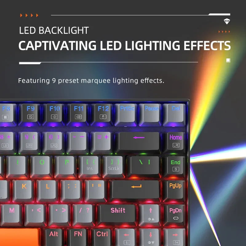 Teclado mecânico K500A-B84 MA Car 75% TK l com fio hot-swappable para jogos, retroiluminação em 6 cores, 84 teclas, para jogadores de PC e laptop