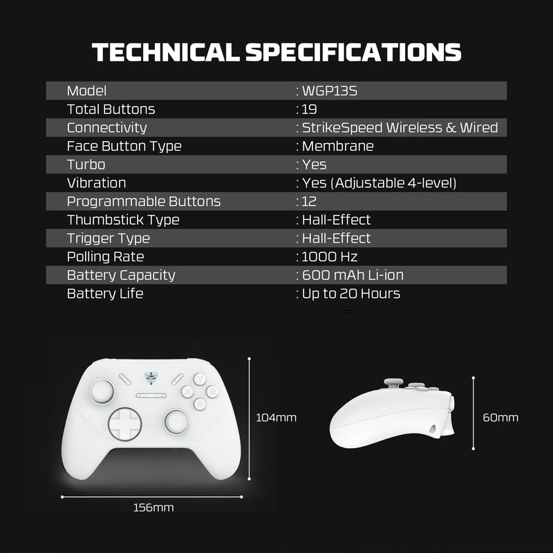 Controle de jogo sem fio fan tech shooter III WG P13S com gatilhos de efeito hall e joystick de 1000 Hz para PC Android NS