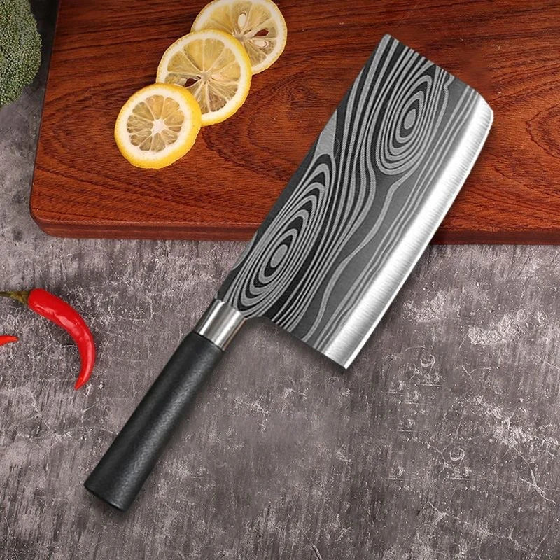 Conjunto de facas de cozinha utilitárias com padrão de damasco a laser, conjunto de hastes de afiação de tesouras, faca de chef afiada de aço inoxidável, ferramenta de cozinha