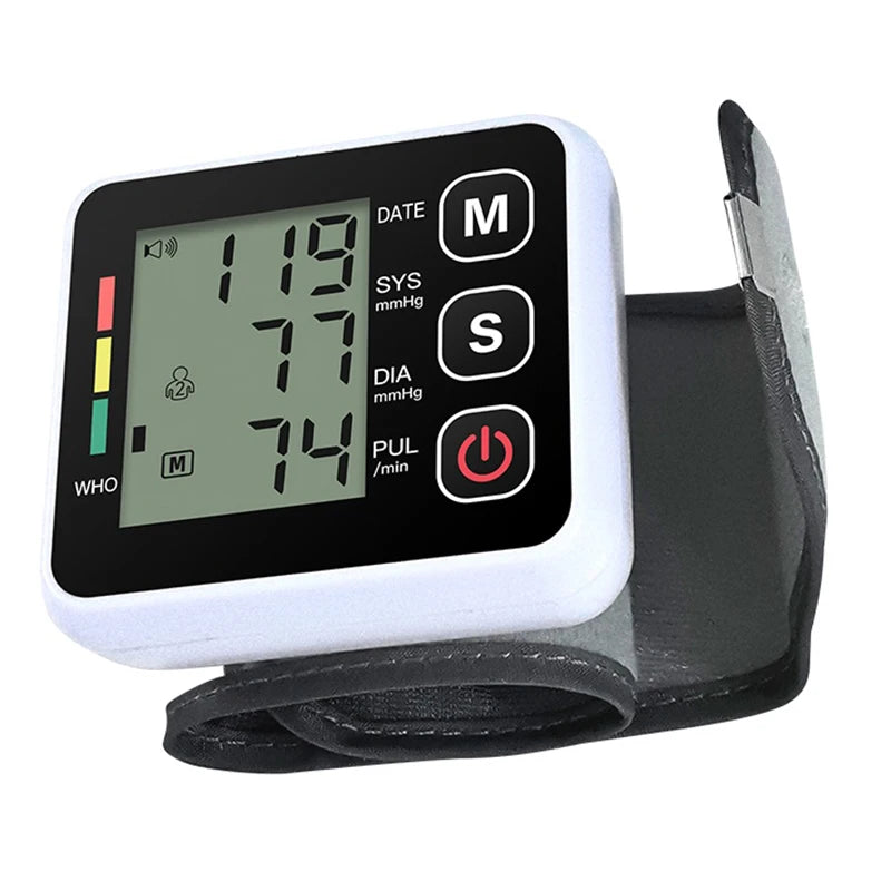 Monitor de pressão arterial digital de pulso médico medidor de frequência cardíaca e pulso esfigmomanômetro PR tela LCD portátil Cuidados de saúde