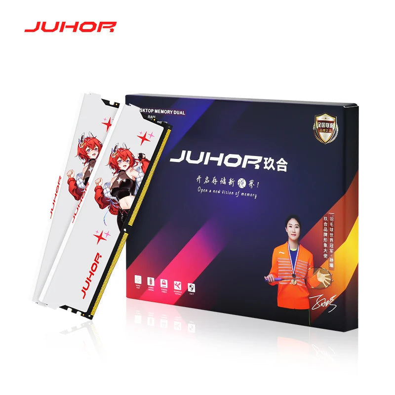 Juhor memoria RAM DDR4 8GB 16GB 3200MHz 3600MHz DI MM memória ram para jogos de mesa com dissipador de calor branco