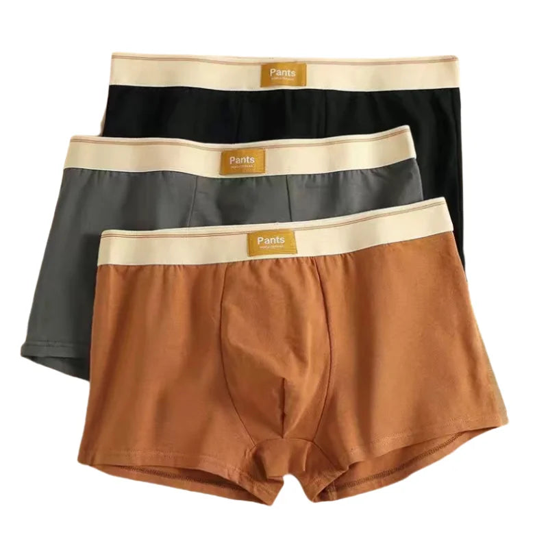 3 peças Cuecas Masculinas Boxer de Algodão Cueca Masculina Boxer Respirável U Convexo Cuecas Masculinas Sexy Trunks