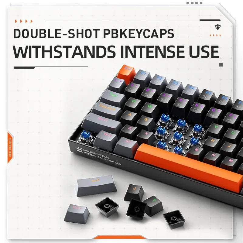 Teclado mecânico K500A-B84 MA Car 75% TK l com fio hot-swappable para jogos, retroiluminação em 6 cores, 84 teclas, para jogadores de PC e laptop