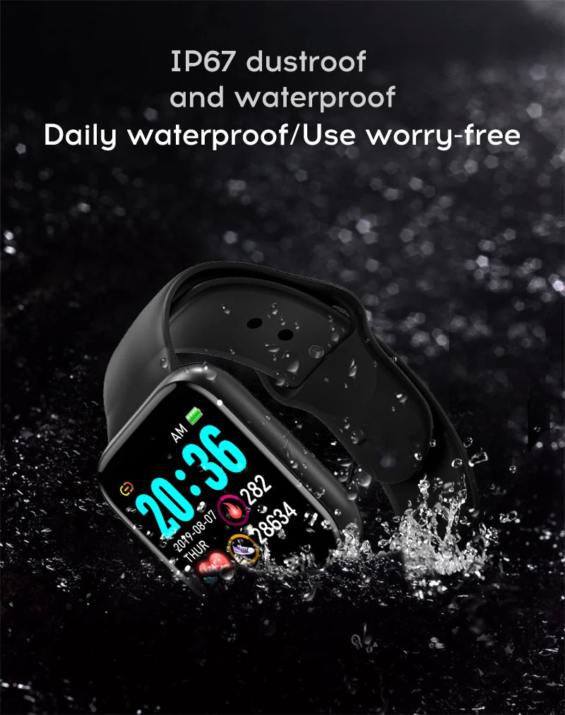 Relógio inteligente multifuncional masculino e feminino com conexão Bluetooth, pulseira esportiva para música e fitness, monitoramento do sono, relógio inteligente D20