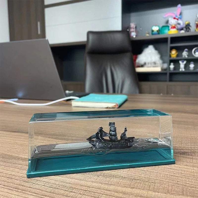 Navio Fantasma Pérola Negra Fluido de Cruzeiro Líquido Pirata Ampulheta Enfeite Nunca Vira Garrafa de Acrílico Decoração Brinquedo Presente
