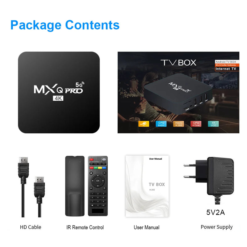 Nova Smart TVB Ox MX Q-Pro 4K HD Android 10.0, Smart TVB Ox 2.4/5G, Dual-WiFi, Vídeo 3D, Reprodutor de mídia, Home Theater, Decodificador de TV