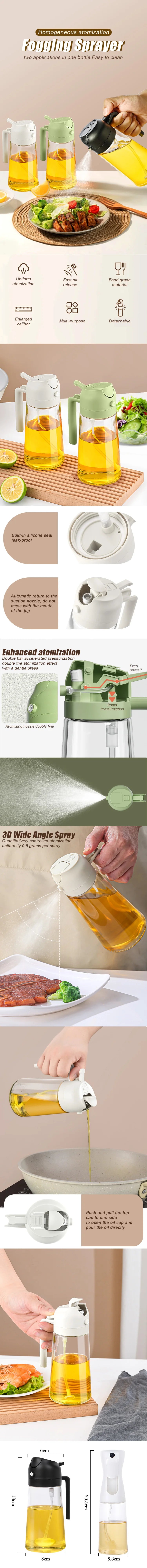 Novo spray de óleo de plástico de 500ml, frasco pulverizador atomizado para perda de gordura, artefato de óleo, frasco pulverizador para churrasco, ferramenta de cozinha