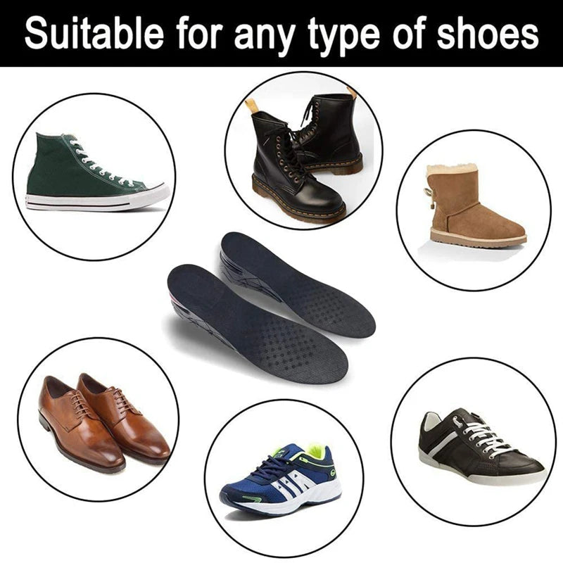 Palmilhas de aumento de altura com almofada de ar, palmilhas de elevação para sapatos, palmilhas para mulheres mais altas, palmilhas de 3 a 9 cm de altura variável