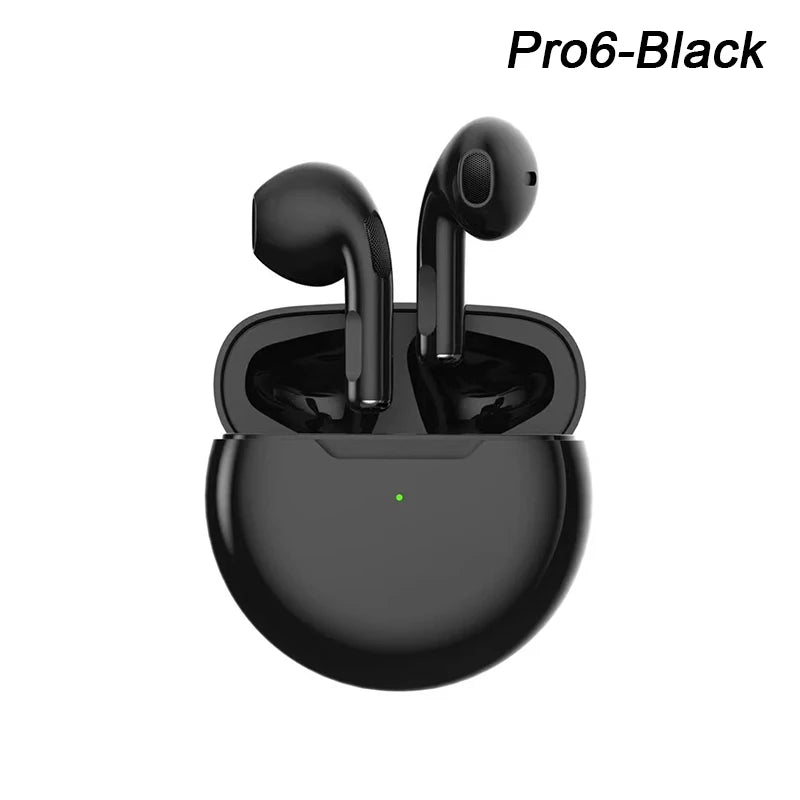 Fones de ouvido sem fio Bluetooth Pro 6 TWS originais, mini fone de ouvido estéreo esportivo para Xiaomi Android