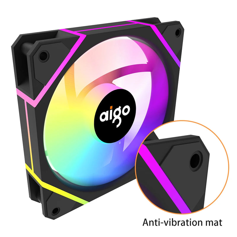 Ventilação de ventilador Aigo M12pro RGB OI boy A 120MM PC ventilador de gabinete de computador PWM 12cm branco CPU water cooler silencioso