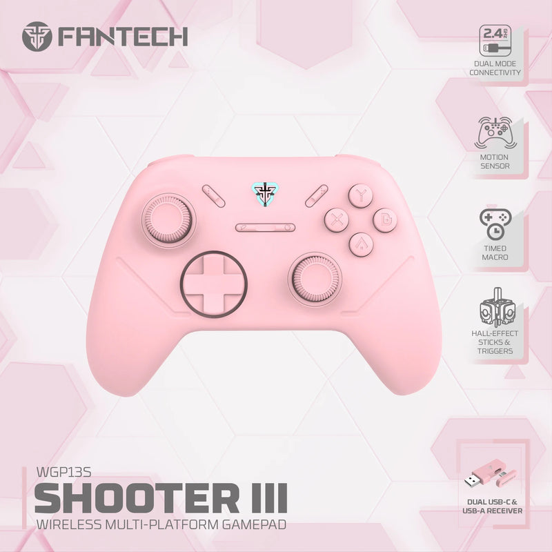 Controle de jogo sem fio fan tech shooter III WG P13S com gatilhos de efeito hall e joystick de 1000 Hz para PC Android NS