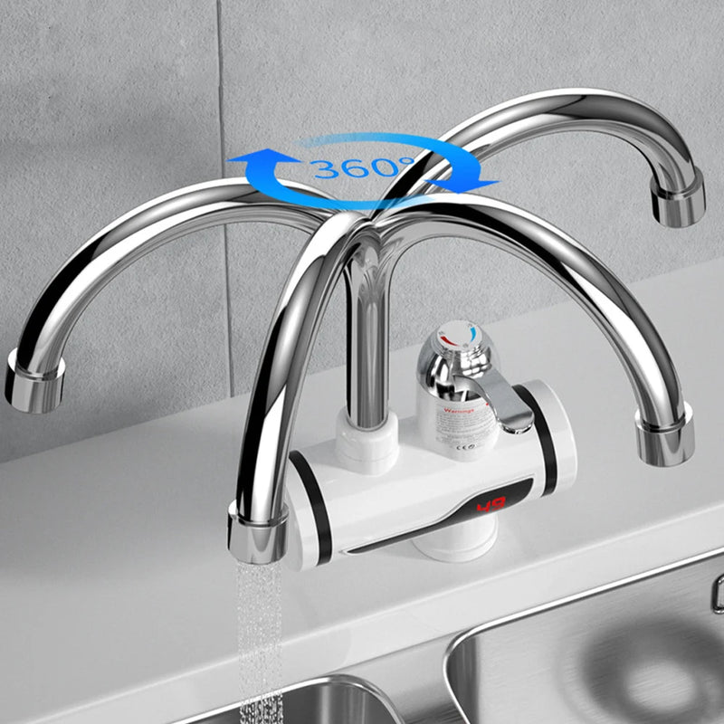 Torneira misturadora elétrica quente e fria 3000w torneira de aquecimento instantâneo rotação de 360 graus torneira de aquecimento rápido suprimentos digitais para cozinha e banheiro