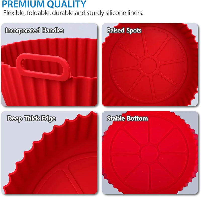 Cesta de silicone para Airfryer, assadeira reutilizável, molde de silicone para Airfryer, pizza, frango frito, cesta, forros para Airfryer, acessórios