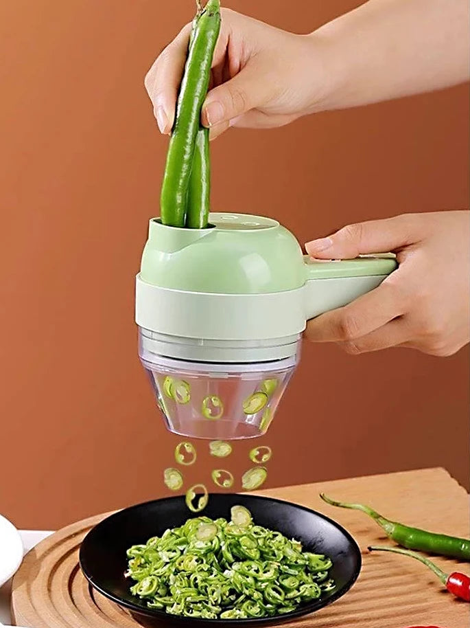 Conjunto de cortadores de vegetais elétricos 5 em 1, processador de alimentos portátil, recarregável e sem fio, máquina picadora para pimenta, alho e carne