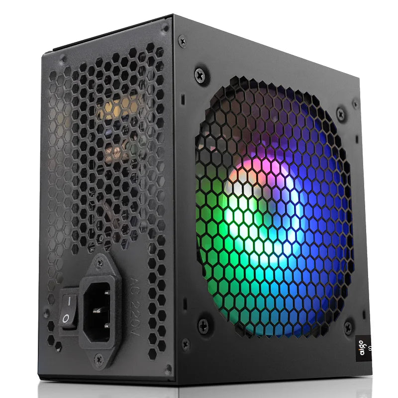 Fonte de alimentação AIG Oak PCP SU 500W 600W 700W 800W 1000W para jogos, ventilador RGB de 120 mm, fonte de alimentação para computador de mesa TX 220VA para BT C
