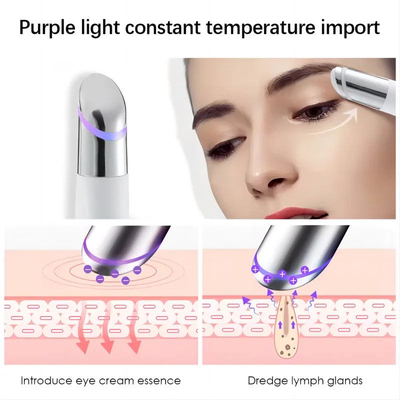 Dispositivo de beleza para os olhos 5 em 1, massageador facial, terapia com luz vermelha LED, varinha para relaxar os olhos, olheiras, bolsas, inchaço, ferramenta para cuidados com a pele