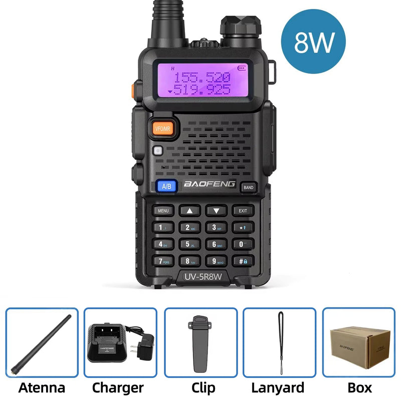 5W 8W rádio bidirecional VHF UHF FM rádio portátil transceptor caça 16km