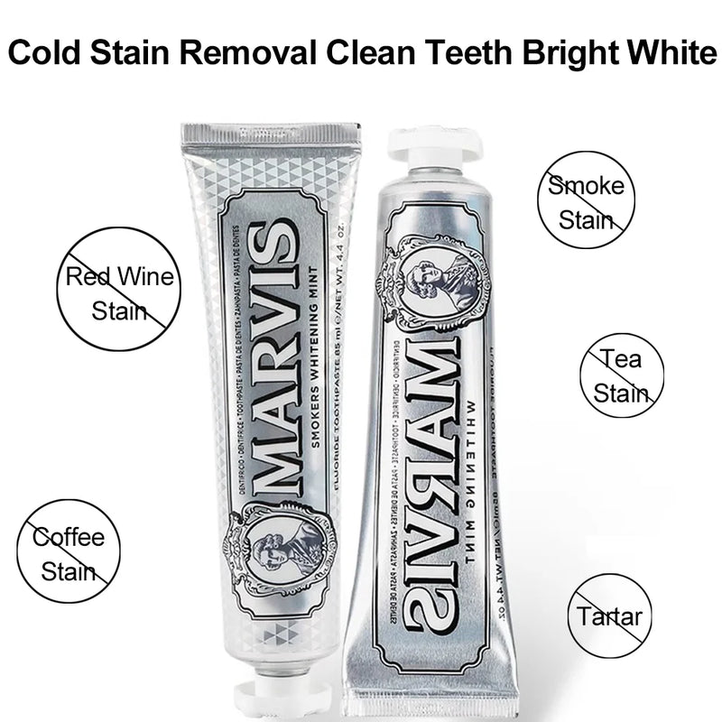 85ml Itália original Mar vis creme dental clareador menta refresca hálito remove manchas creme dental clareador de dentes