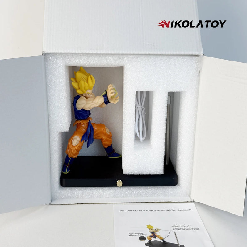 Em estoque NikolaToy Dragon Ball Kakarotto Son Goku Kamehameha Wave Lâmpada de luz magnética Modelo Ornamento Anime Brinquedos periféricos Presentes