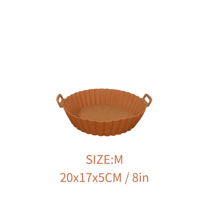 Cesta de silicone para Airfryer, assadeira reutilizável, molde de silicone para Airfryer, pizza, frango frito, cesta, forros para Airfryer, acessórios