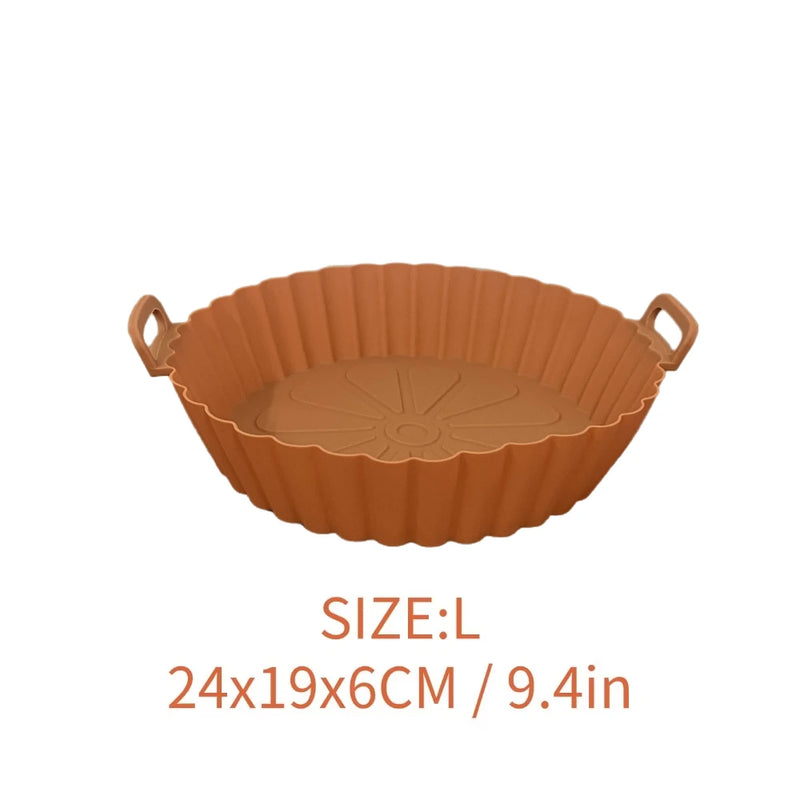 Cesta de silicone para Airfryer, assadeira reutilizável, molde de silicone para Airfryer, pizza, frango frito, cesta, forros para Airfryer, acessórios