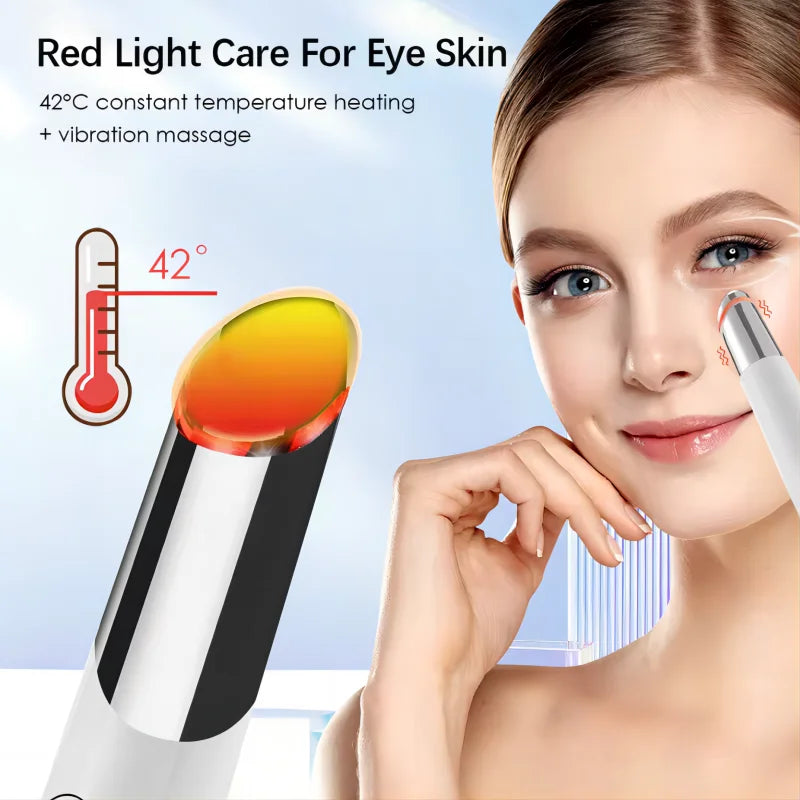 Dispositivo de beleza para os olhos 5 em 1, massageador facial, terapia com luz vermelha LED, varinha para relaxar os olhos, olheiras, bolsas, inchaço, ferramenta para cuidados com a pele