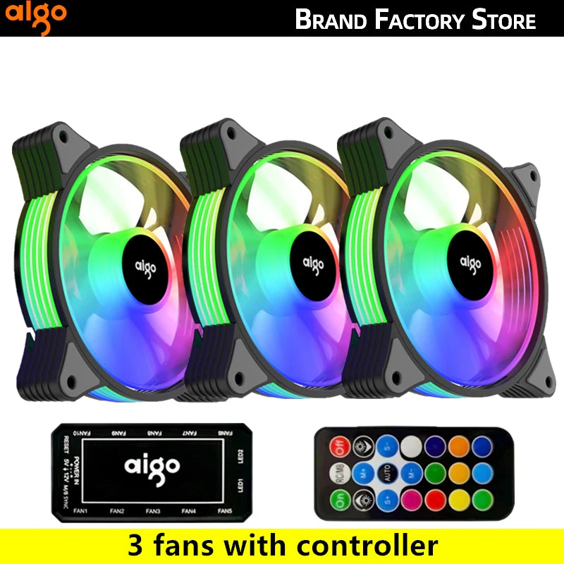 AIGO R12 120MM ventilador de gabinete de computador normal dissipador de calor RGB aura sync porta SATA cooler de 12 cm Um controlador