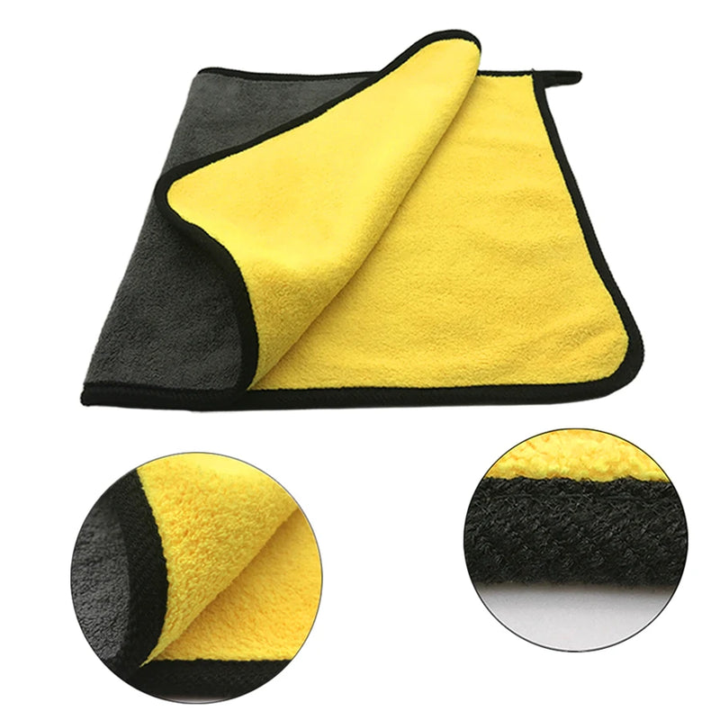 Toalha de limpeza de microfibra 1/2/6 peças, pano grosso e macio para secagem de carroceria, toalhas de limpeza de camada dupla, acessórios para carro