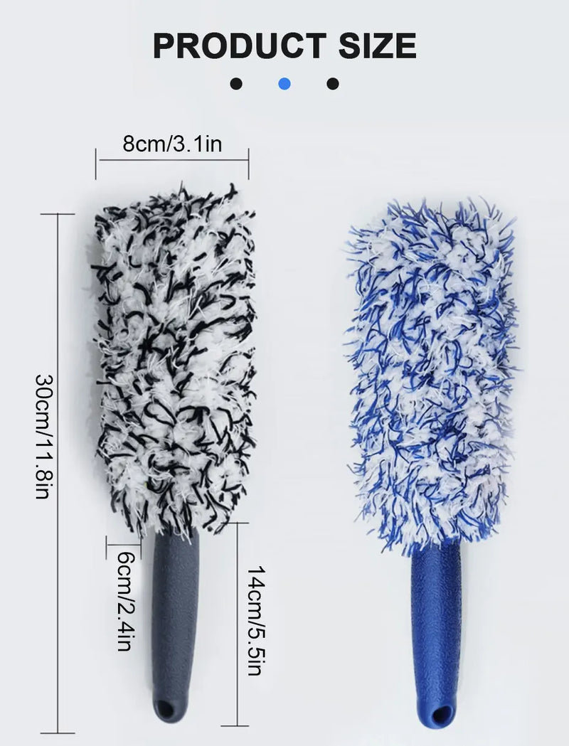SEAMETAL Escova de limpeza de aro de pneu de carro, escova de pelúcia portátil para cubo de roda de carro, ferramenta de lavagem, cuidados com os detalhes do carro, escova para remoção de poeira