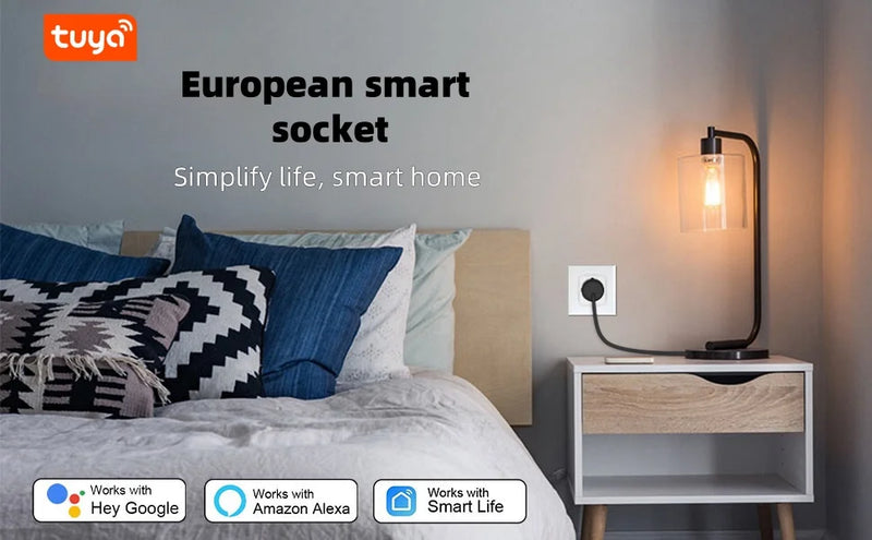 Tomada inteligente WiFi TU EU16A/20A, monitor de energia e controle de voz, temporização e controle de vida inteligente, funciona com Alexa e Google Home