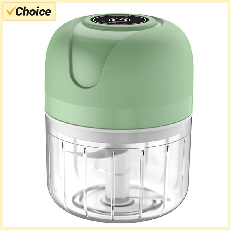 Triturador de alho elétrico de 250 ml, picador de alimentos para cozinha, moedor de carne portátil USB, picador de vegetais para utensílios de cozinha