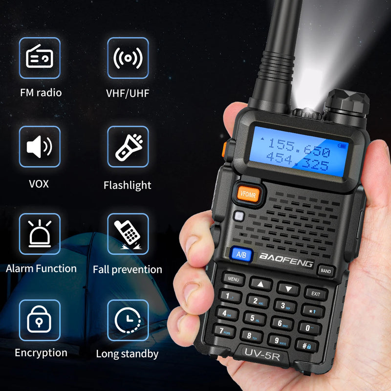 5W 8W rádio bidirecional VHF UHF FM rádio portátil transceptor caça 16km
