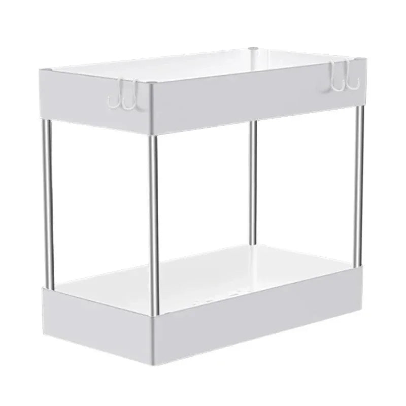1/2 PCs organizador de armazenamento sob a pia, gaveta de 2 níveis, armário de rack multiuso, rack de armazenamento sob a pia, organizador de banheiro e cozinha