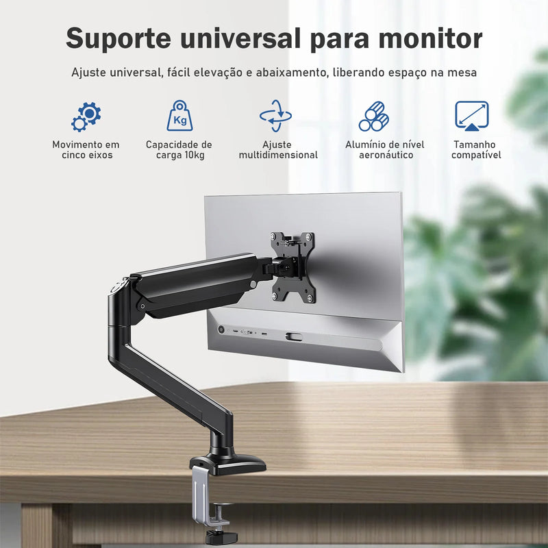 Suporte de monitor de braço articulado para mesa, monitor de movimento total, braço de mola mecânico, suporte de alumínio Mon ITOR