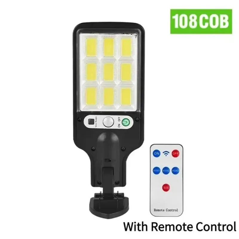 Sensor solar luzes ao ar livre LED rua jardim lâmpadas solares 3 modos sensor de movimento à prova d'água controle remoto luz de parede