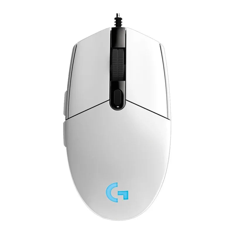 Mouse gamer Logitech G102 com fio USB, tela com efeito óptico de arco-íris de 8000 DPI para PC/Mac e laptop