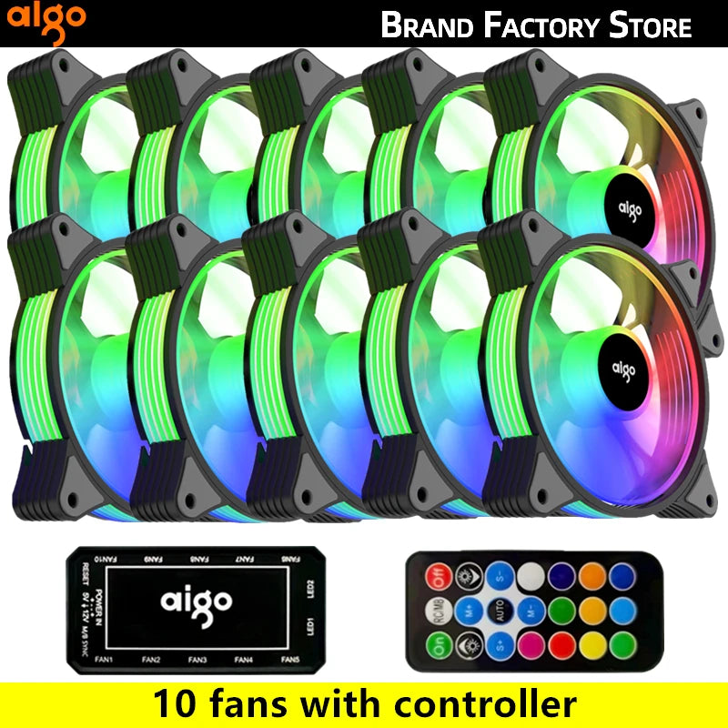 AIGO R12 120MM ventilador de gabinete de computador normal dissipador de calor RGB aura sync porta SATA cooler de 12 cm Um controlador