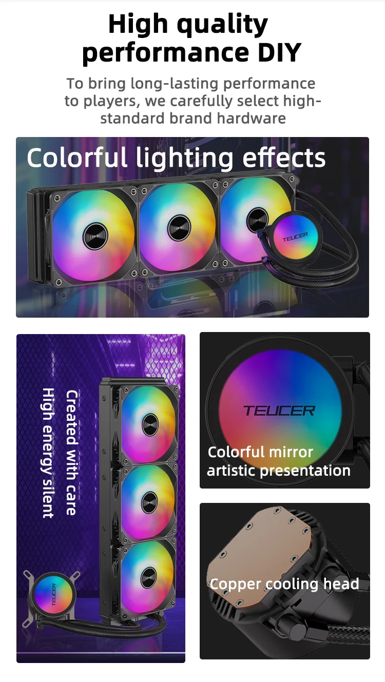 Radiador de refrigeração a água tudo em um TEU CER AF-S360 RGB 360 mm, ventilador LG A2011, dissipador de calor de refrigeração a água