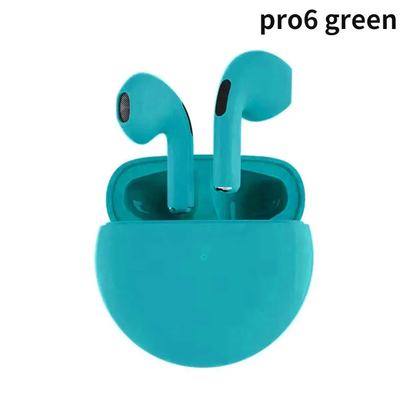 Fones de ouvido sem fio Bluetooth Pro 6 TWS originais, mini fone de ouvido estéreo esportivo para Xiaomi Android
